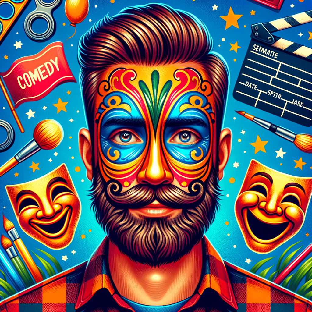 A male face painting design that is family friendly that is for a movie theater event