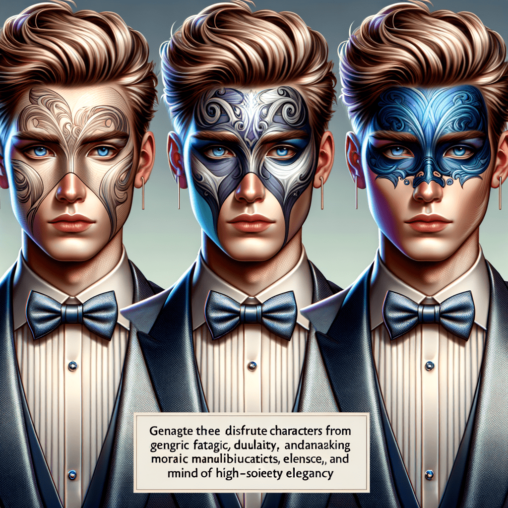 Create three face painting designs images for men inspired by the movie Wicked. These designs incorporate themes of magic, duality, and elegance for a gala setting.